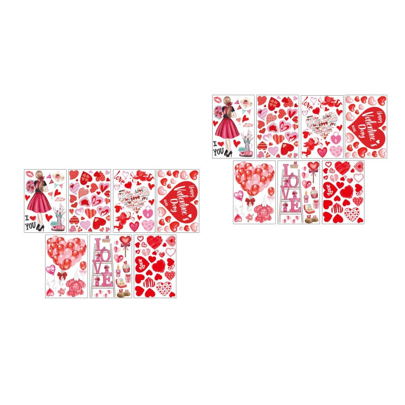 2 Sets Valentine's Day Window Cling Sticker Window Decal Valentine's Day Party Supply - Image 1