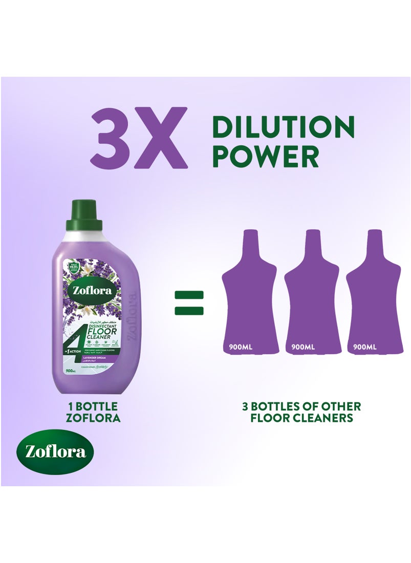 Zoflora 4 In 1 Disinfectant Floor Cleaner Lavender Dream 900ml  - Image 5