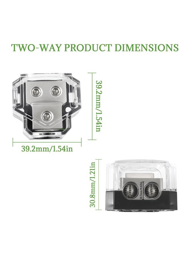 BOJACK 2 Way Power Distribution Connecting Block 1x0/2/4 Gauge Input 2x4/8 Gauge Output Power Distribution Block for Car Amplifier Audio Splitter - Image 2