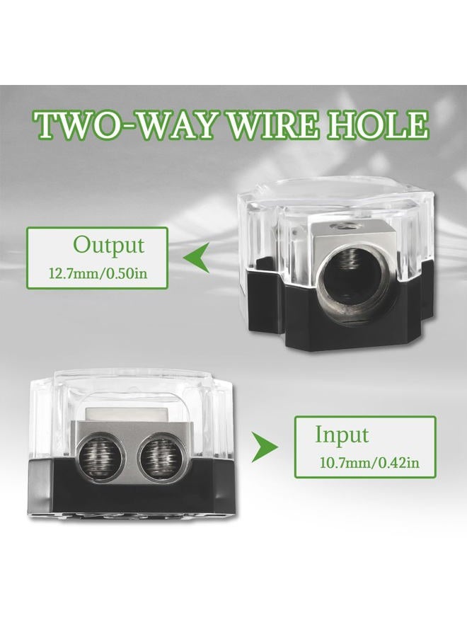 BOJACK 2 Way Power Distribution Connecting Block 1x0/2/4 Gauge Input 2x4/8 Gauge Output Power Distribution Block for Car Amplifier Audio Splitter - Image 3
