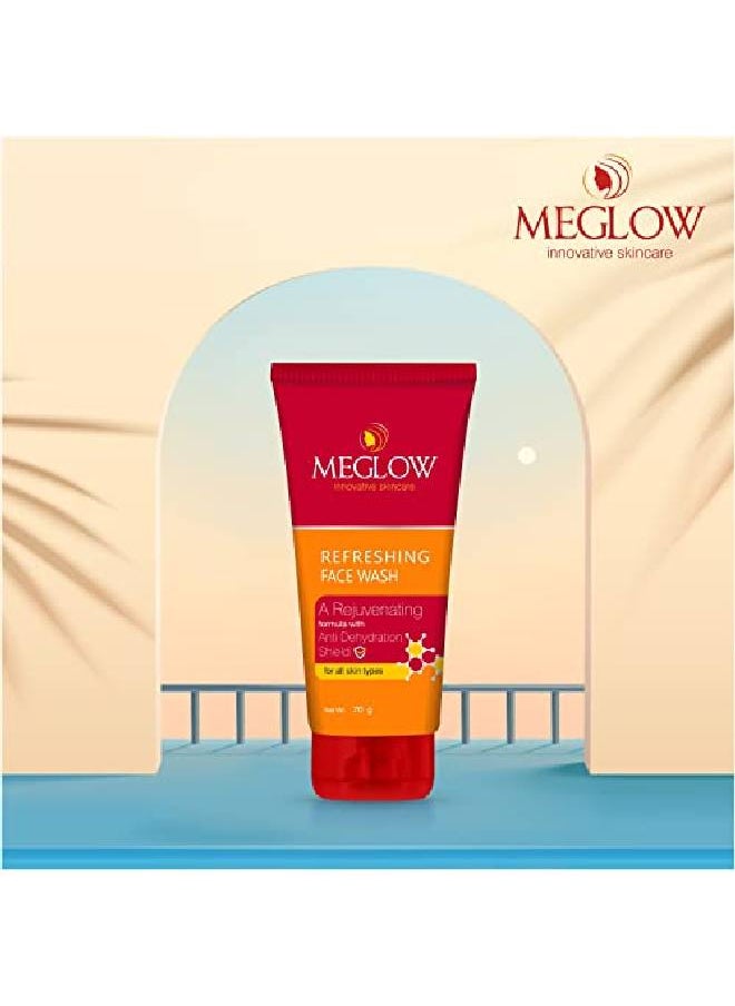 MEGLOW - Refreshing & Rejuvenating Face Wash Pack of 2 (70g Each) with Anti Dehydration Shield || Soap Free Face Wash for All Skin Types ||Helps to Make Skin Soft Supple and Fresh (Unisex) - Image 1