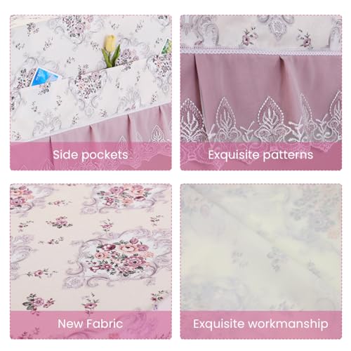 HASTHIP® 27.6 x 67 inches Universal Fit Double Door Fridge Cover Fashion Floral Print Refrigerator Dust Proof Cover with Pockets - Image 4