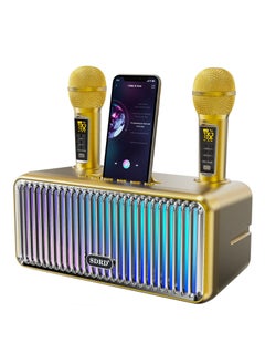 SDRD Karaoke Machine for Adults and Kids,Portable Bluetooth Speaker with 2 UHF Wireless Microphones Karaoke Speaker pa System with Colorful Gradient LED Lights for Home Parties,Wedding  - Image 1