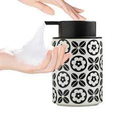 FabSeasons Moroccan Design Ceramic Foaming Soap Dispenser 350ml Refillable Foam Pump Bottle for Bathroom Kitchen - Image 3