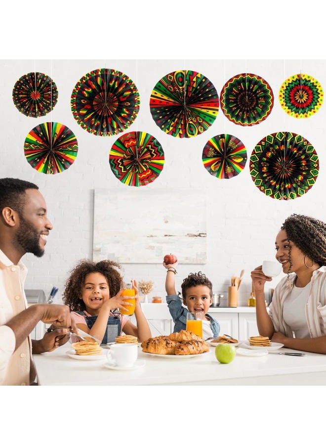 Outus Black History Month Decorations Paper Fans Juneteenth Hanging Paper Fans Kente Ceiling Wall Garland for African American Party Bulletin Board Classroom Decor (9 Pcs,Design) - Image 5