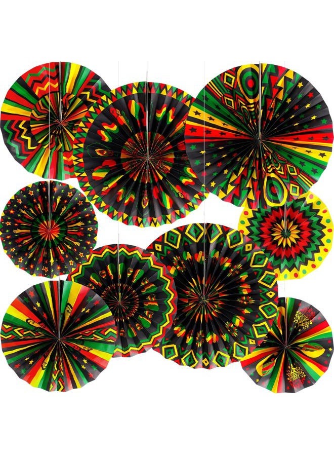 Outus Black History Month Decorations Paper Fans Juneteenth Hanging Paper Fans Kente Ceiling Wall Garland for African American Party Bulletin Board Classroom Decor (9 Pcs,Design) - Image 1