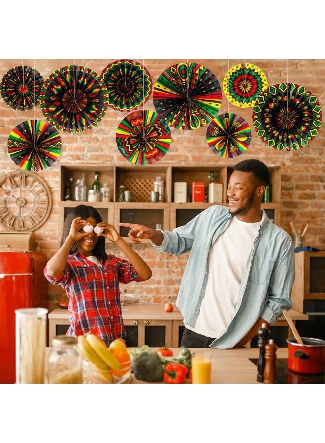 Outus Black History Month Decorations Paper Fans Juneteenth Hanging Paper Fans Kente Ceiling Wall Garland for African American Party Bulletin Board Classroom Decor (9 Pcs,Design) - Image 4