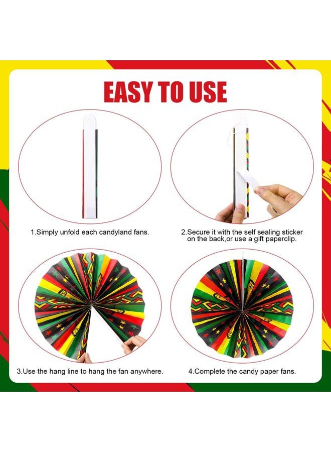 Outus Black History Month Decorations Paper Fans Juneteenth Hanging Paper Fans Kente Ceiling Wall Garland for African American Party Bulletin Board Classroom Decor (9 Pcs,Design) - Image 2