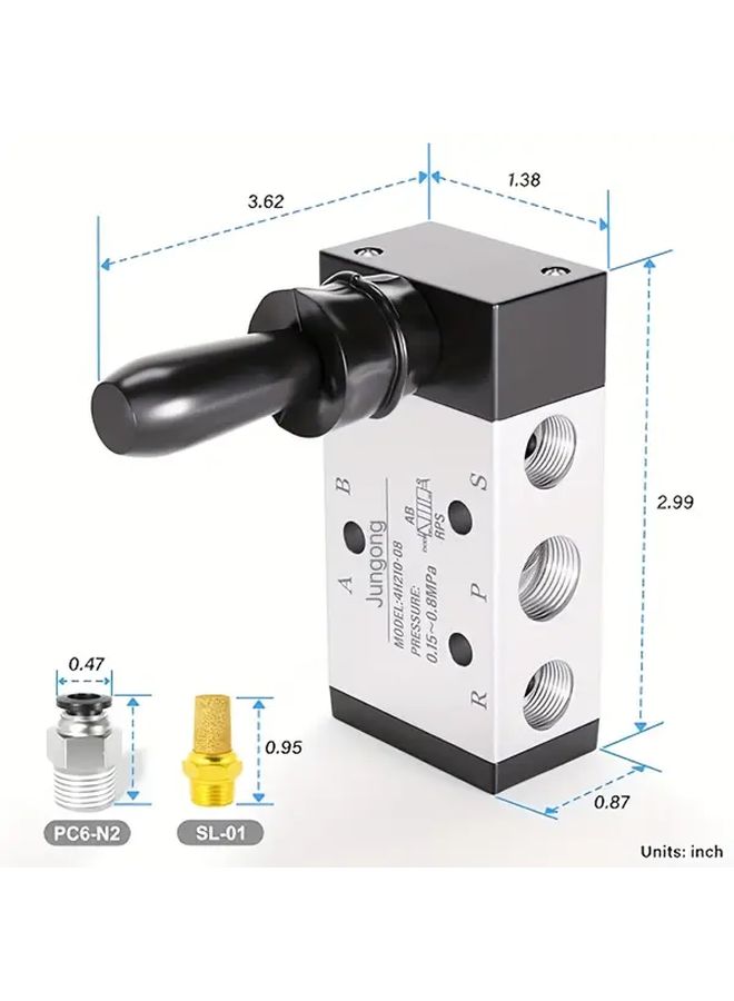 4H210-08 Heavy Duty 5 Way 2 Position Air Solenoid Valve With NPT Thread - Image 4