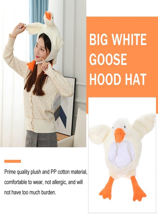 SHOWERORO White Goose Costume Hat, PP Cotton Plush Stuffed Animal Headgear for Kids & Adults, Costume Hat for Party, Carnival, Cosplay, Performance, Easter Favor - Image 4