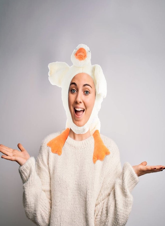 SHOWERORO White Goose Costume Hat, PP Cotton Plush Stuffed Animal Headgear for Kids & Adults, Costume Hat for Party, Carnival, Cosplay, Performance, Easter Favor - Image 5