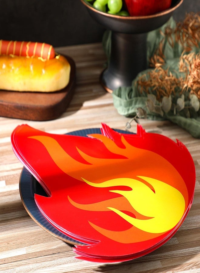 Tenceur 50 Pcs Fire Party Decorations Flame Placemats Camping Themed Firefighter Pentecost Survivor Truck Themed Party Supplies Photo Props Table Mats for Fireman BBQ Supplies 10.9 x 9.2'' - Image 3