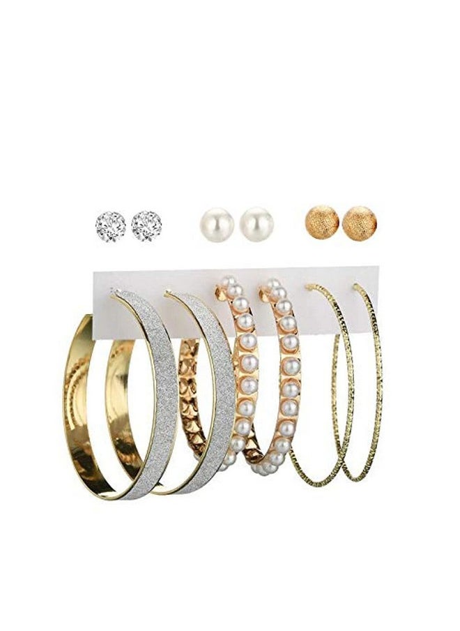 YouBella YouBella Jewellery Gold Plated Hoop and Stud Earrings Combo for Women and Girls (Gold) (YBEAR_32869)  - Image 1