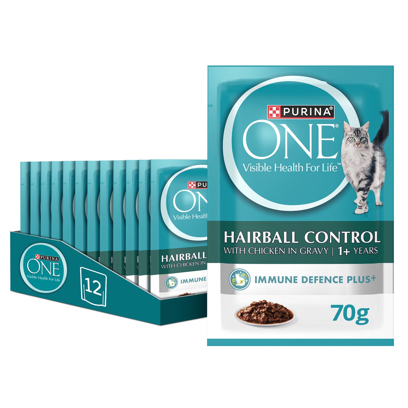 Purina One Adult Cat Food with Hairball Control Chicken Pouch (70g)