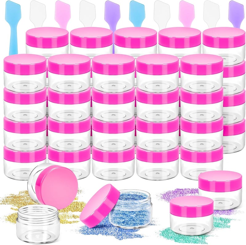 MotBach 40Pack 15g Small Plastic Cosmetic Containers with Lids, 15gram Plastic Makeup Containers Jars with Spatulas, 15ml Sample Jars Travel Size Containers for Toiletries Lip Balm Cream Slime Lotion - Image 1