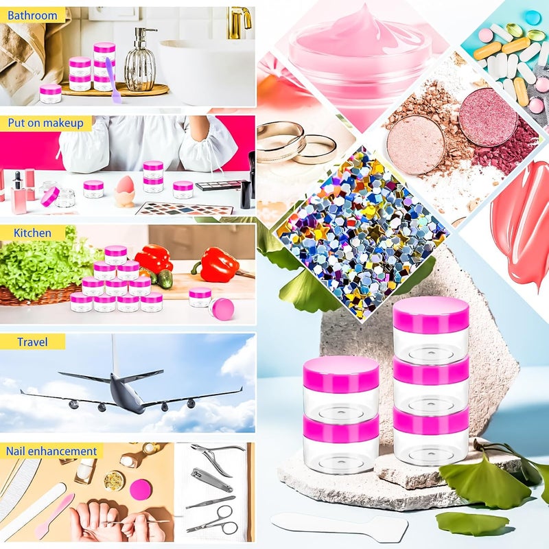 MotBach 40Pack 15g Small Plastic Cosmetic Containers with Lids, 15gram Plastic Makeup Containers Jars with Spatulas, 15ml Sample Jars Travel Size Containers for Toiletries Lip Balm Cream Slime Lotion - Image 4
