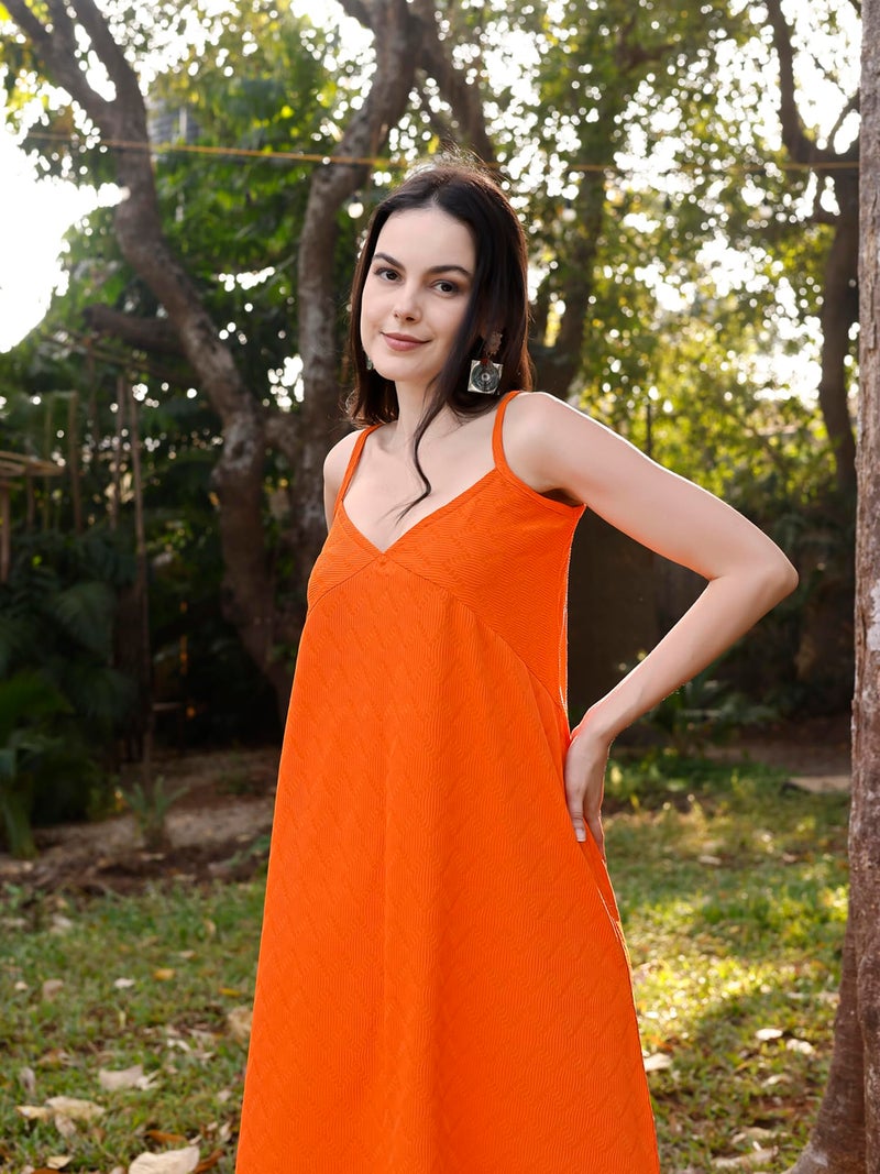 PURVAJA Women’s A-Line/Flared Above Knee Length Dress (Nisi-001-003) (in, Alpha, XL, Orange) - Image 5