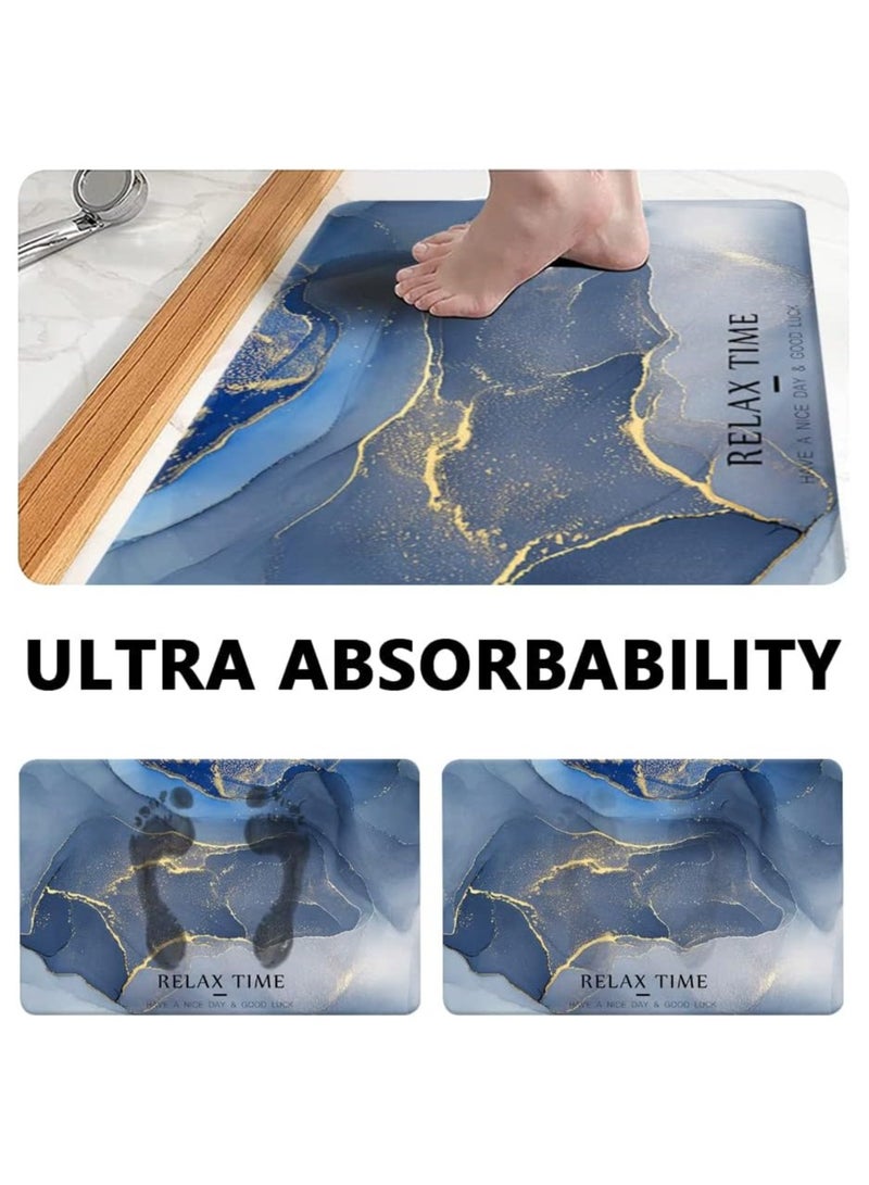 Bath Mat with Highly Absorbent, Non-slip Floor Mat with Non-slip Texture of the Bottom, Comfortable Cushioned Floor Mat with Cotton-like Fabric (sapphire) - Image 2