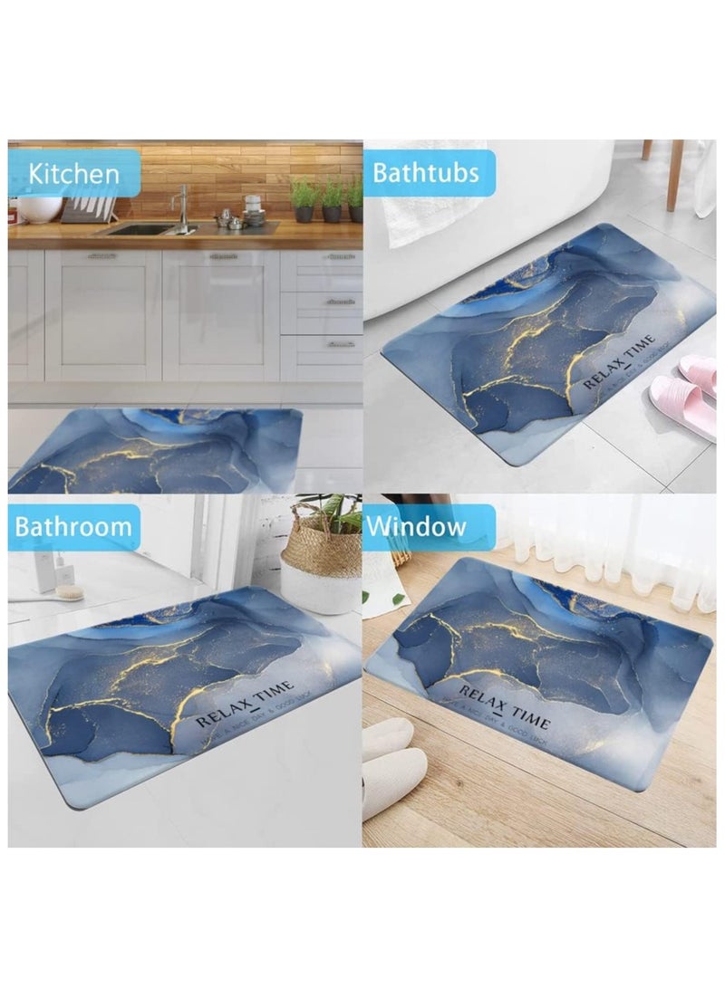 Bath Mat with Highly Absorbent, Non-slip Floor Mat with Non-slip Texture of the Bottom, Comfortable Cushioned Floor Mat with Cotton-like Fabric (sapphire) - Image 3