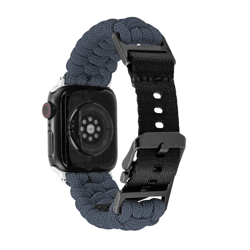 erorex For Apple Watch Series 3 38Mm Paracord Plain Braided Webbing Buckle Watch Band(Grey) - Image 3