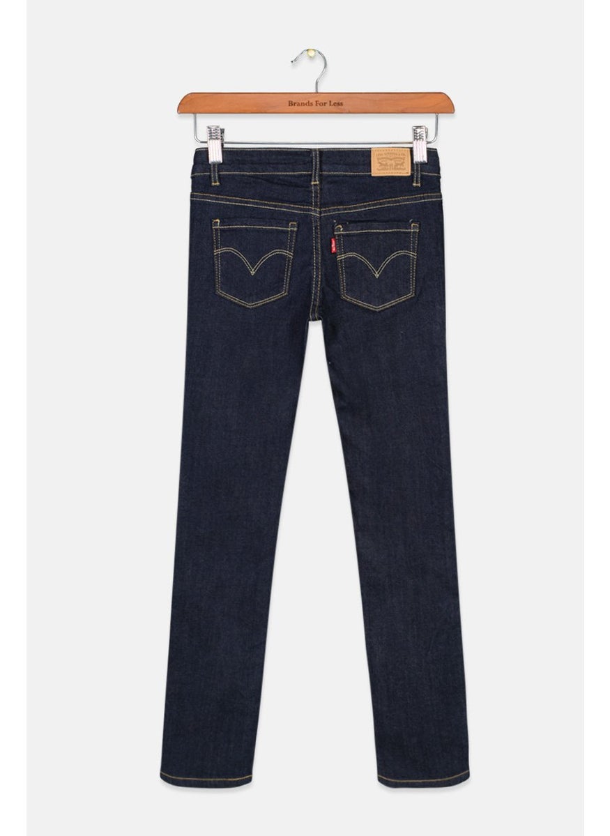 Levi's Kids Girl 711 Belt Loops Skinny Jeans, Dark Navy  - Image 2