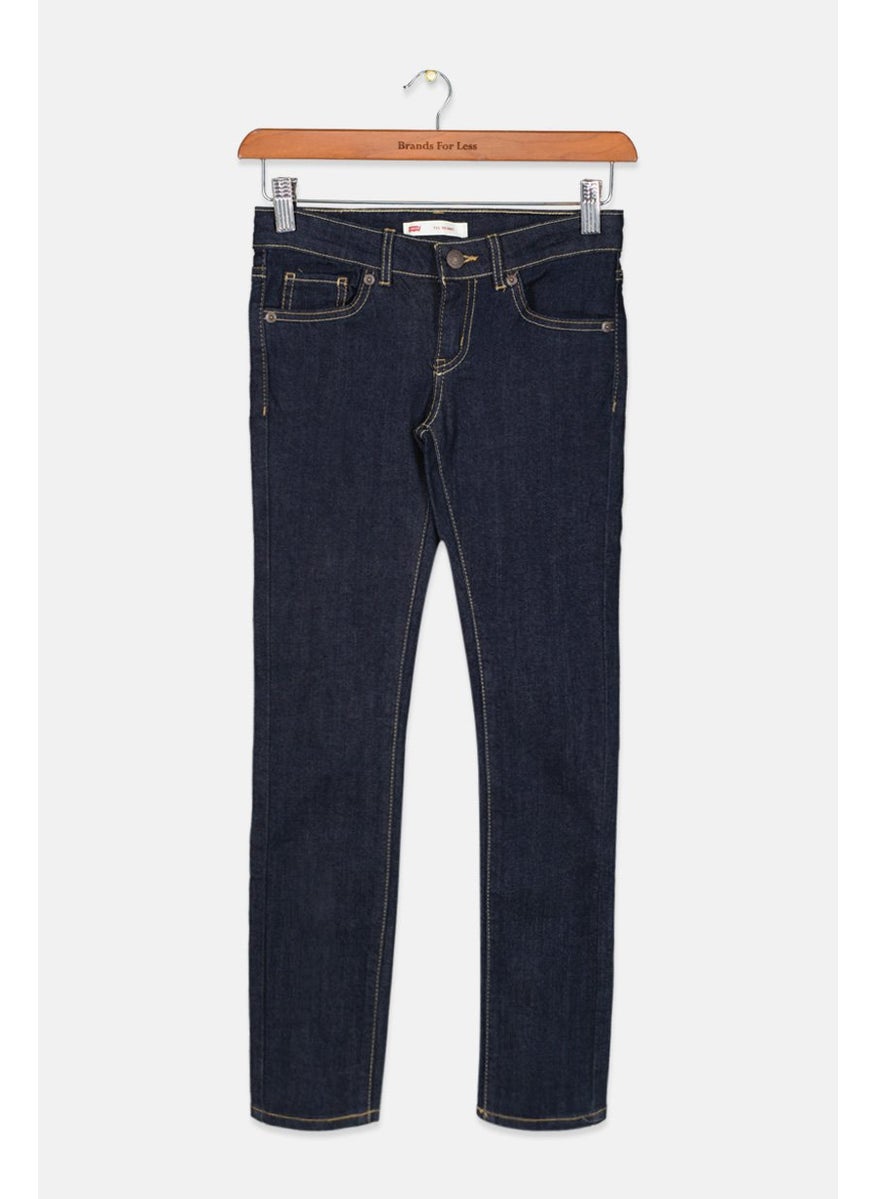 Levi's Kids Girl 711 Belt Loops Skinny Jeans, Dark Navy  - Image 1