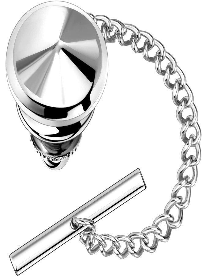 AMITER Shiny Tie Tack Clip for Men Square Tie Pins - Silver Necktie Pin Best Gifts for Wedding Business Formal - Image 1