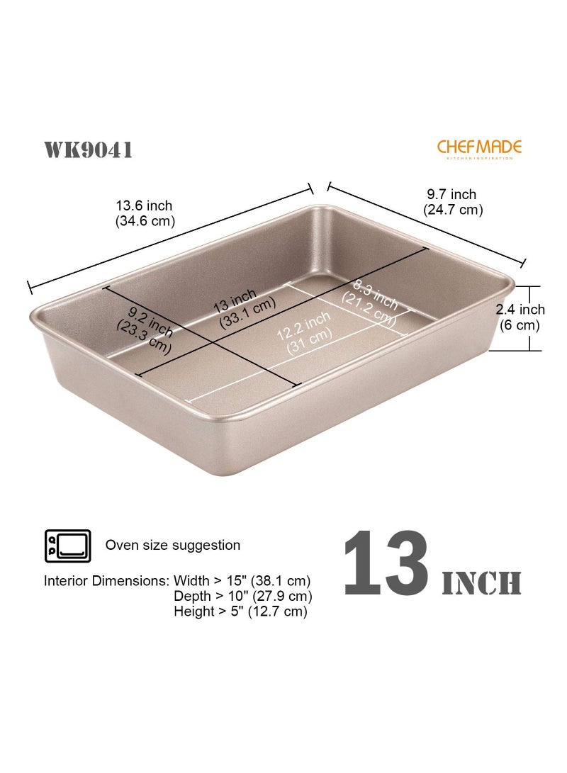 chefmade 13 Inch Rectangle Cake Pan Non Stick Loaf Pan Deep Dish Bakeware - Image 2