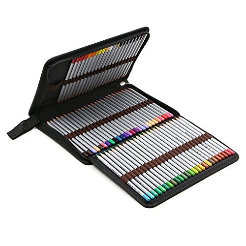 BTSKY® Portable Canvas Zippered Colored Pencil Case-Super Large Capacity 72 Slot Pencil Bag Pouch for Watercolor Pencils(Black) - Image 1