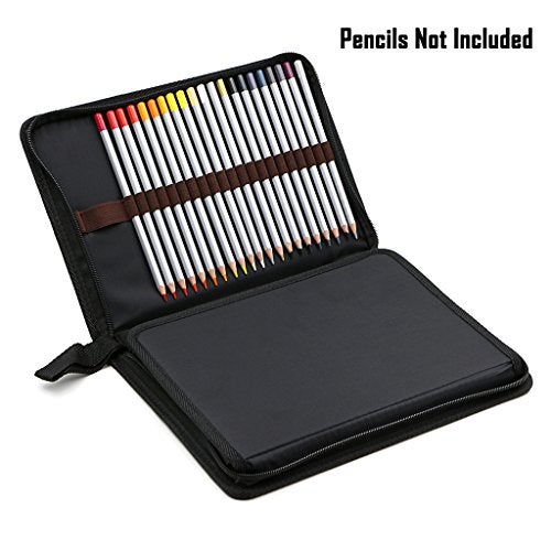 BTSKY® Portable Canvas Zippered Colored Pencil Case-Super Large Capacity 72 Slot Pencil Bag Pouch for Watercolor Pencils(Black) - Image 2