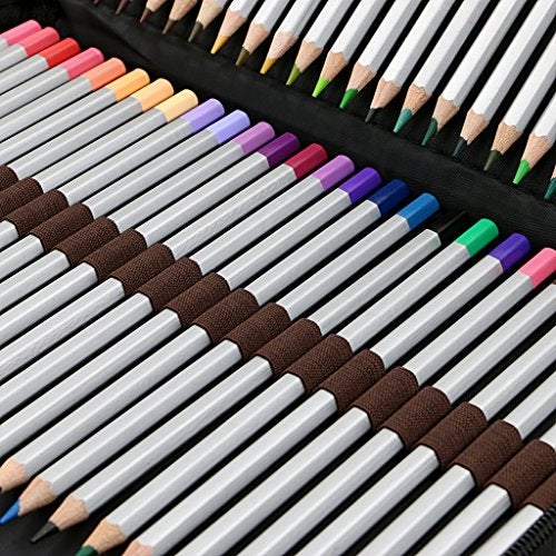 BTSKY® Portable Canvas Zippered Colored Pencil Case-Super Large Capacity 72 Slot Pencil Bag Pouch for Watercolor Pencils(Black) - Image 5