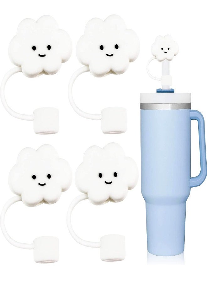 Beauenty 4Pcs Straw Covers Compatible with Stanley 40 OZ Tumbler Cups, Reusable Silicone Straw Tip Toppers for 0.4 inch/10mm Straws,Soft Protector Cover, Cloud  - Image 1