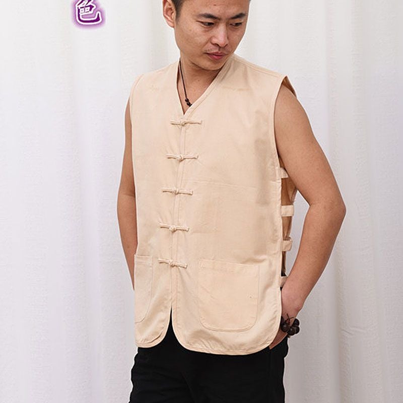 Traditional Buckle Old Coarse Cloth Tang Coat Mens Vest and Vest for Summer Old Man Sweatshirt Chinese Style Waistcoat Chinese Style Black  - Image 4