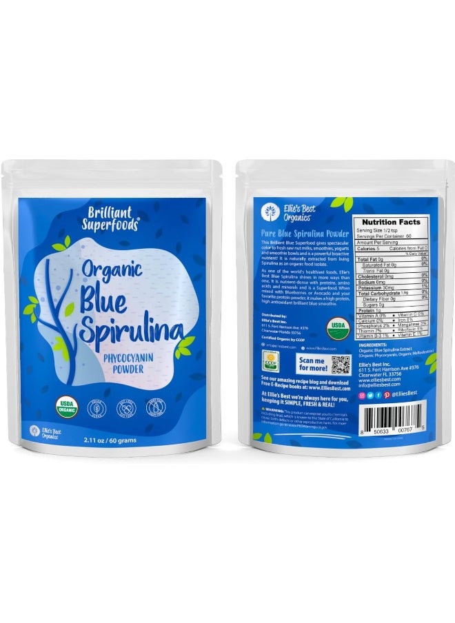 Ellie's Best - Blue Spirulina Powder 100% Pure Superfood Supplement Brilliant Blue Natural Food Coloring Pure Water Extracted - Image 1