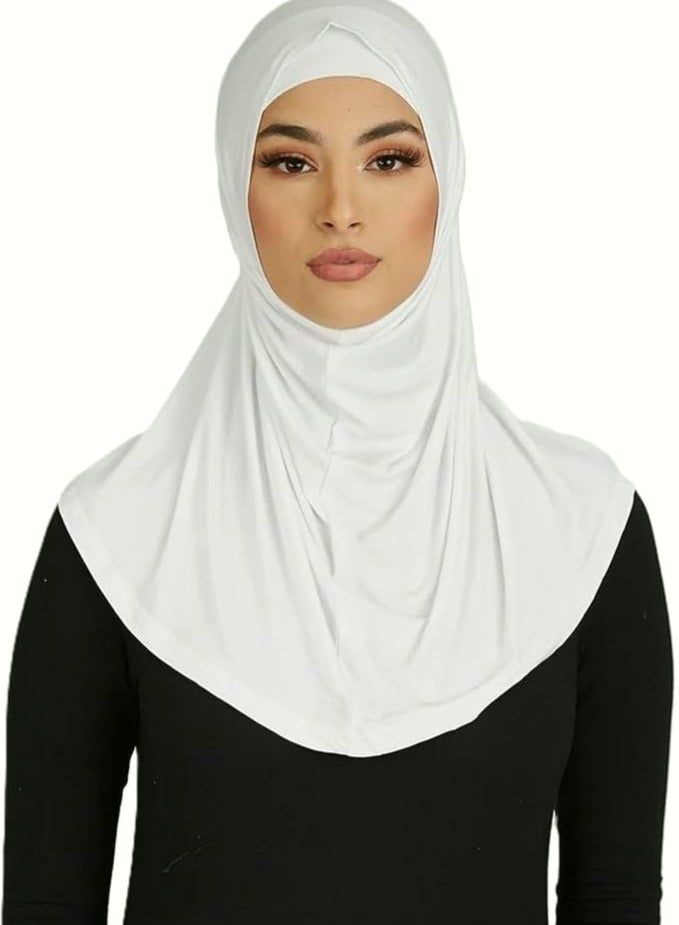 Perfectory PERFECTORY Premium 2 pc Hijab Set with Tube Cap, Easy to Wear, No Pins Required-White - Image 2