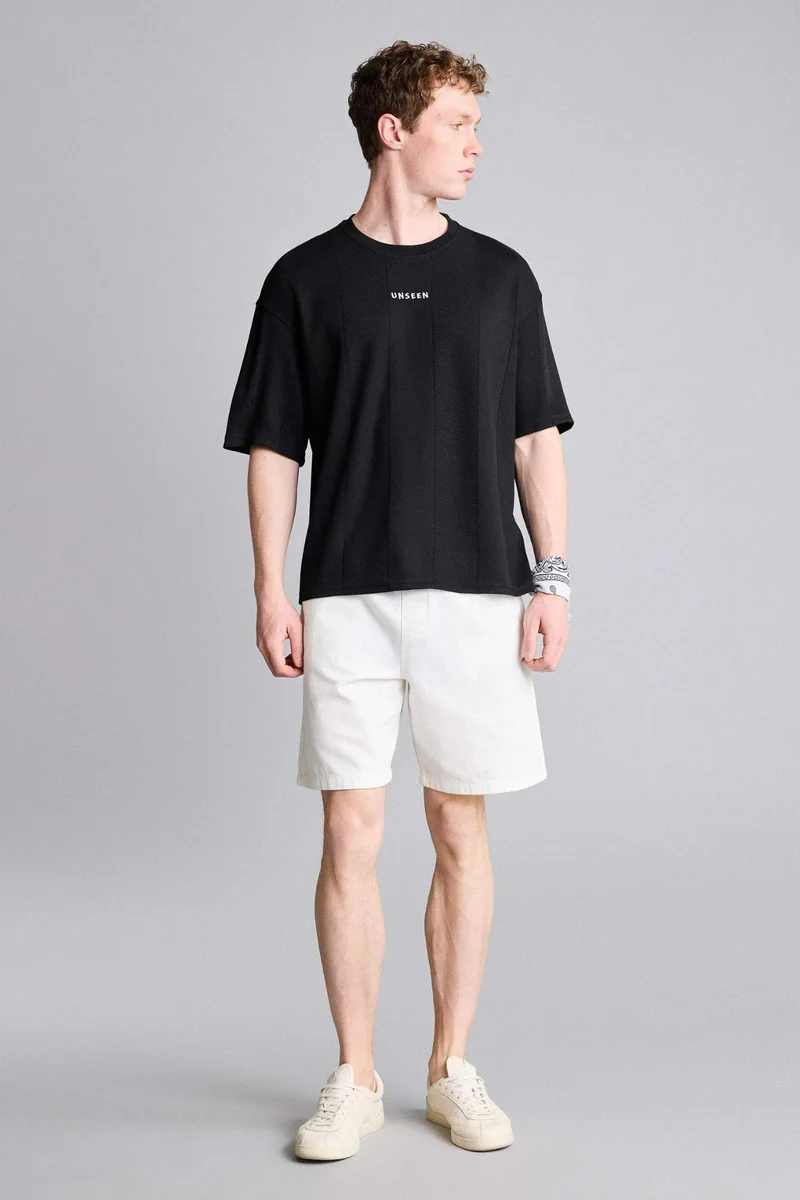 DeFacto Boxy Fit Slogan Print Short Sleeve T-Shirt