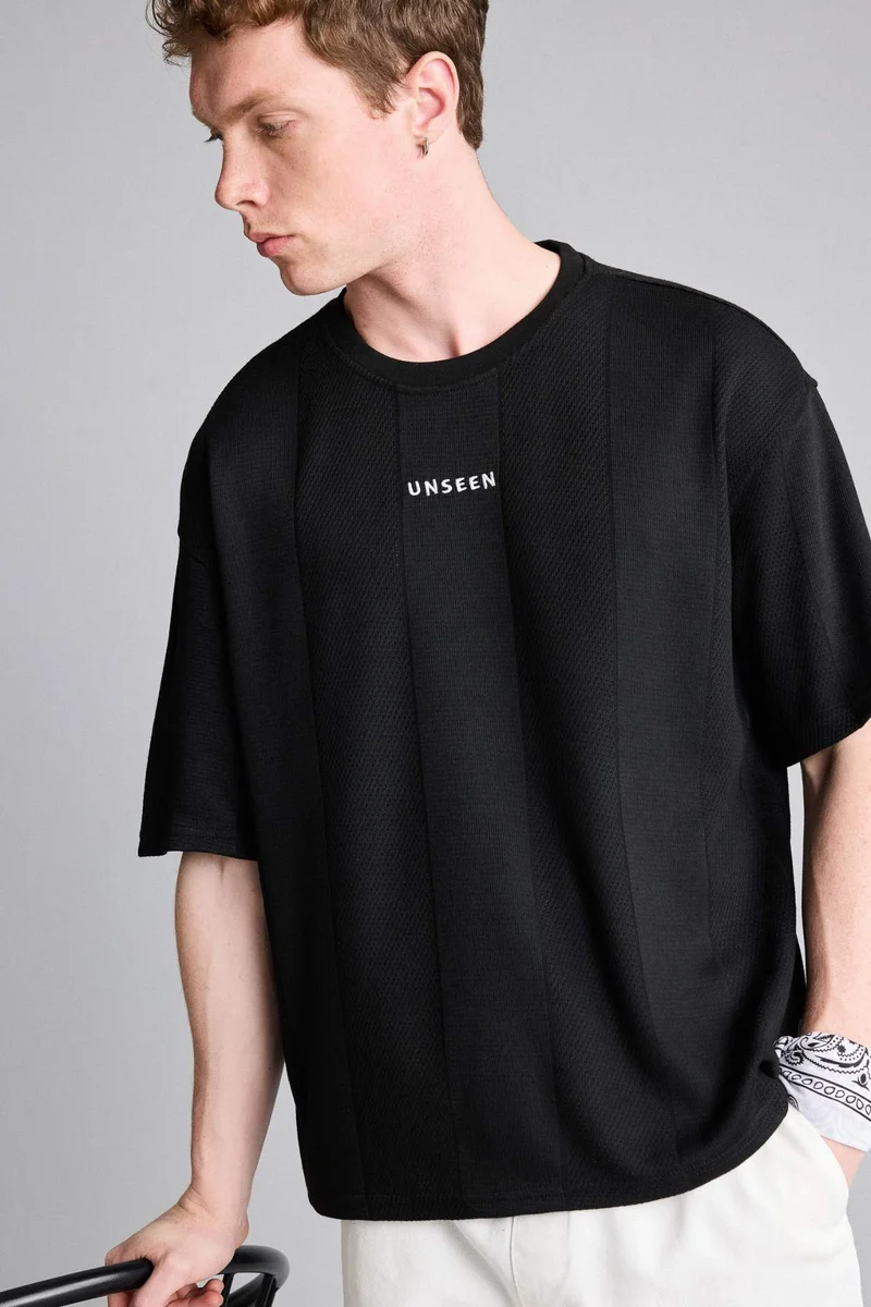 DeFacto Boxy Fit Slogan Print Short Sleeve T-Shirt