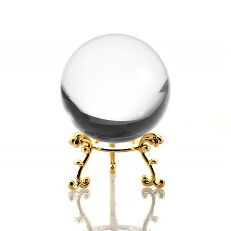 Amlong Crystal Amlong Crystal Small Clear Crystal Ball 60mm 23 inch Diameter Including Golden Flower Stand and Gift Package 
