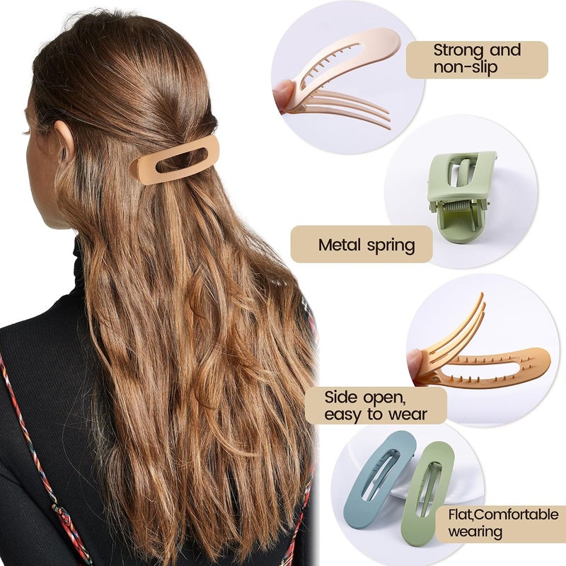 Cptots Balanced structure 8 Pcs Large Lay Flat Claw Clips for Women French Side Slide Barrettes for Thick Thin Hair Rectangle Alligator Hair Accessories,Beige Orange Blue Green Room to room portable - Image 4