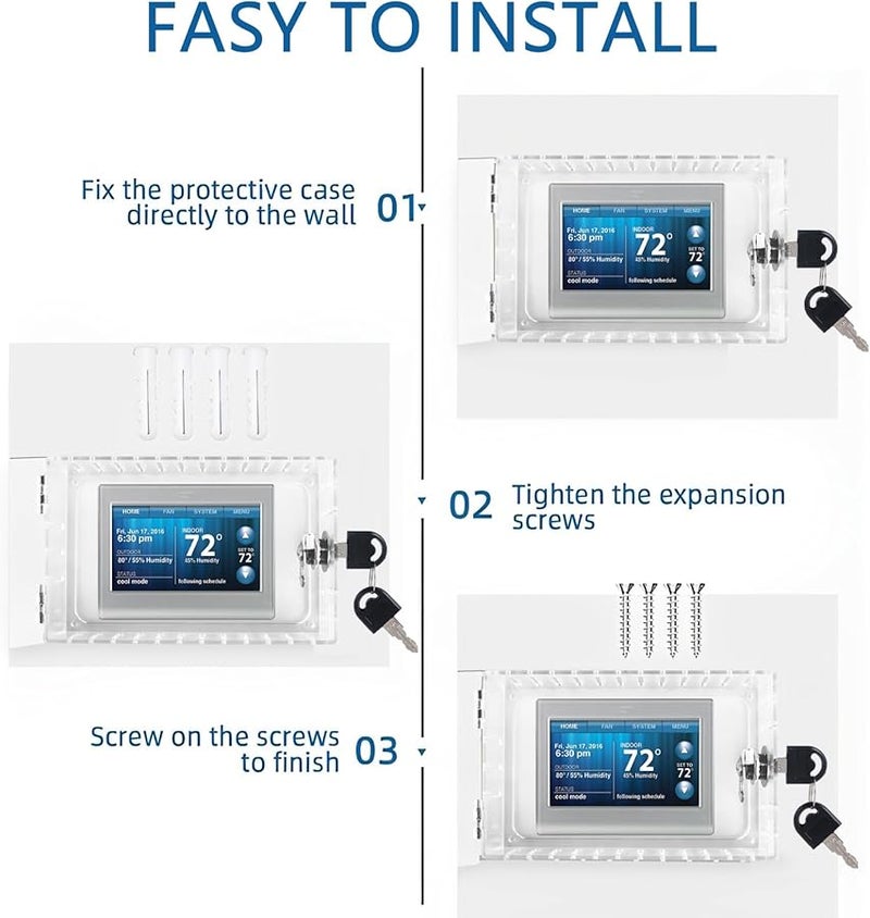Clear Acrylic Thermostat Cover Box With Key Fits 7H X 4 5W Inches Or Smaller - Image 4