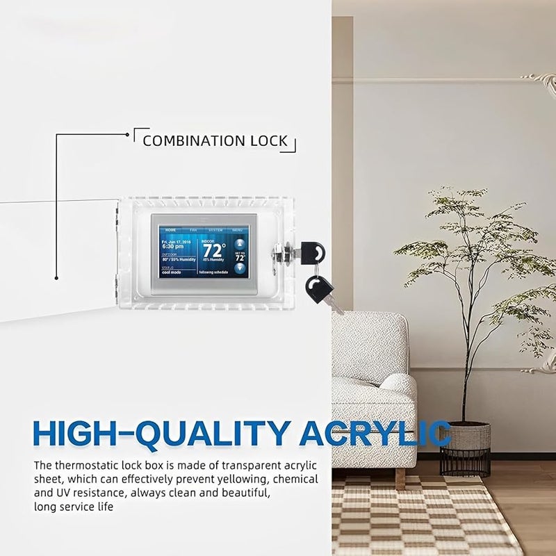 Clear Acrylic Thermostat Cover Box With Key Fits 7H X 4 5W Inches Or Smaller - Image 5