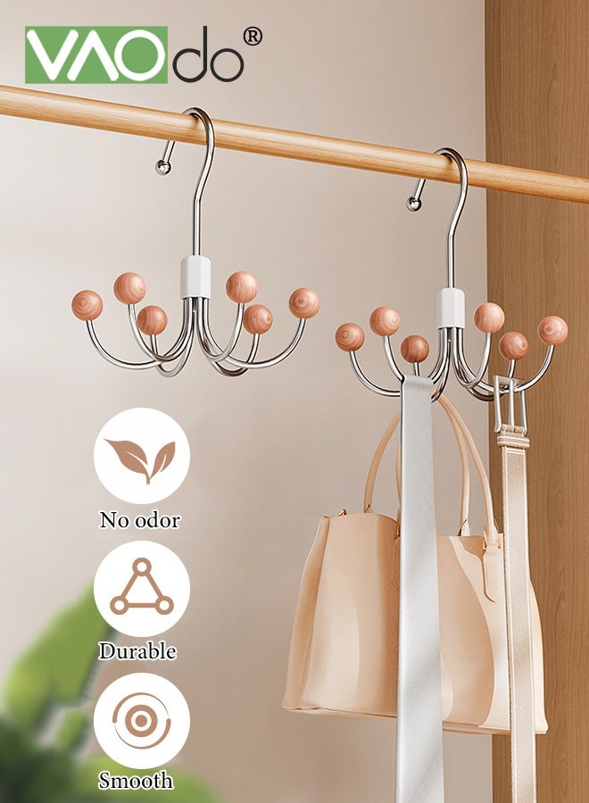 VAOdo 2-Pack 360° Swivel Hoodie Hangers with 6 Cedar Balls, Closet Organizer for Bra, Scarves, Belts, Purse & Accessories Storage, Space Saving Closet Organizers and Storage - Image 2