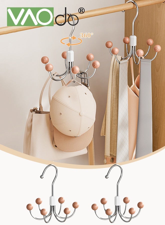 VAOdo 2-Pack 360° Swivel Hoodie Hangers with 6 Cedar Balls, Closet Organizer for Bra, Scarves, Belts, Purse & Accessories Storage, Space Saving Closet Organizers and Storage - Image 1