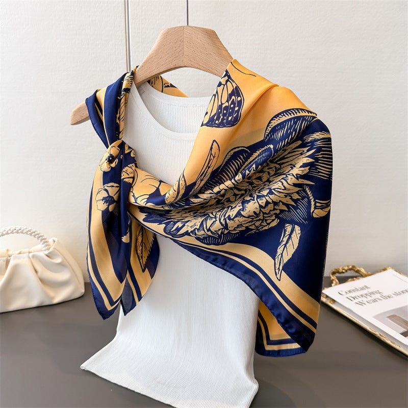 New Simulated Silk Butterfly Print Large Square Scarf Silk Scarf Shawl Headscarf Beach Towel Neck Protector Neck Scarf Decorative Women''s Scarf - Image 3