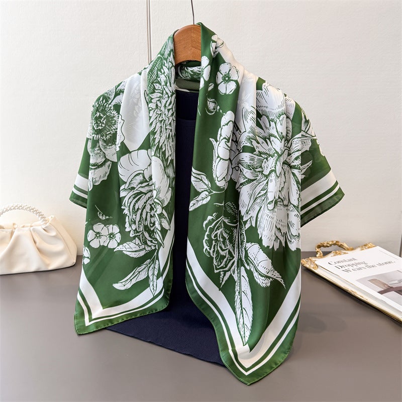 New Simulated Silk Butterfly Print Large Square Scarf Silk Scarf Shawl Headscarf Beach Towel Neck Protector Neck Scarf Decorative Women''s Scarf - Image 1