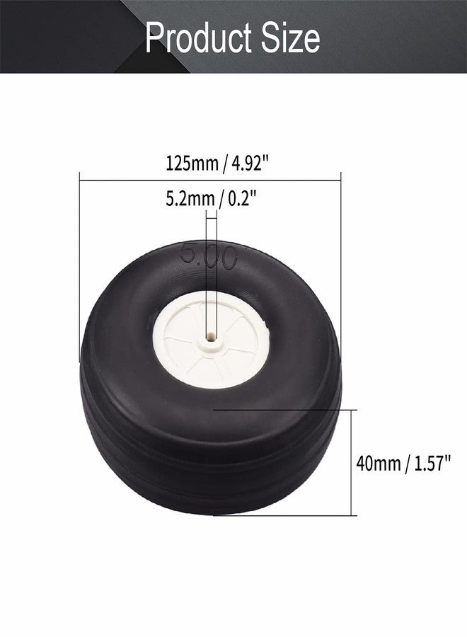 Fielect 5 inch RC Model Airplane Super Light Sponge Tire Tail Wheel Tire and Wheel Sets for RC Car Airplane PU Sponge Tire with Plastic Hub 2 Pcs - Image 2