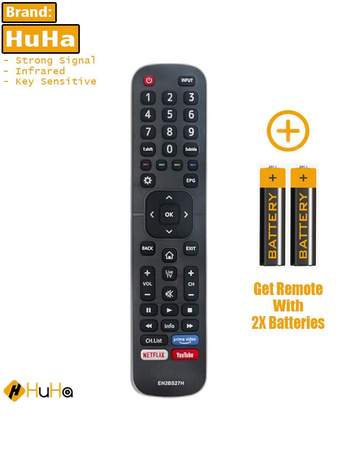 HuHa EN2BS27H جهاز تحكم عن بعد بديل مناسب لتلفزيون هايسنس ​55R5 50R5 58R5 65R5 65A7120FS 43A7100F 50A7100F 55A7100F 58A7100F 65A7100F43A7100F 50A7100F 55A7100F 58A7100F 65A7100F 