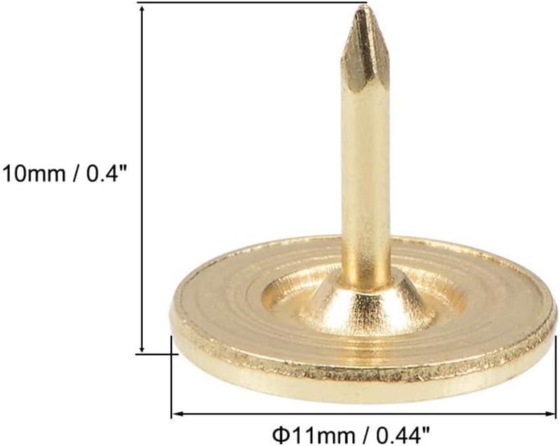 TOP-VIGOR 50pcs Gold Flat Head Upholstery Tacks, Heavy Duty Push Pins, 11mm x 10mm Decorative Thumb Tacks for Wall, Cork Board, Furniture and Notice Board - Image 2