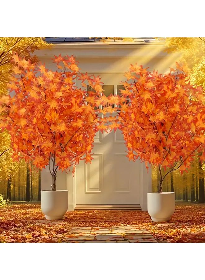Large Red Maple Artificial Tree Set Weather Resistant Indoor Outdoor Decor - Image 5