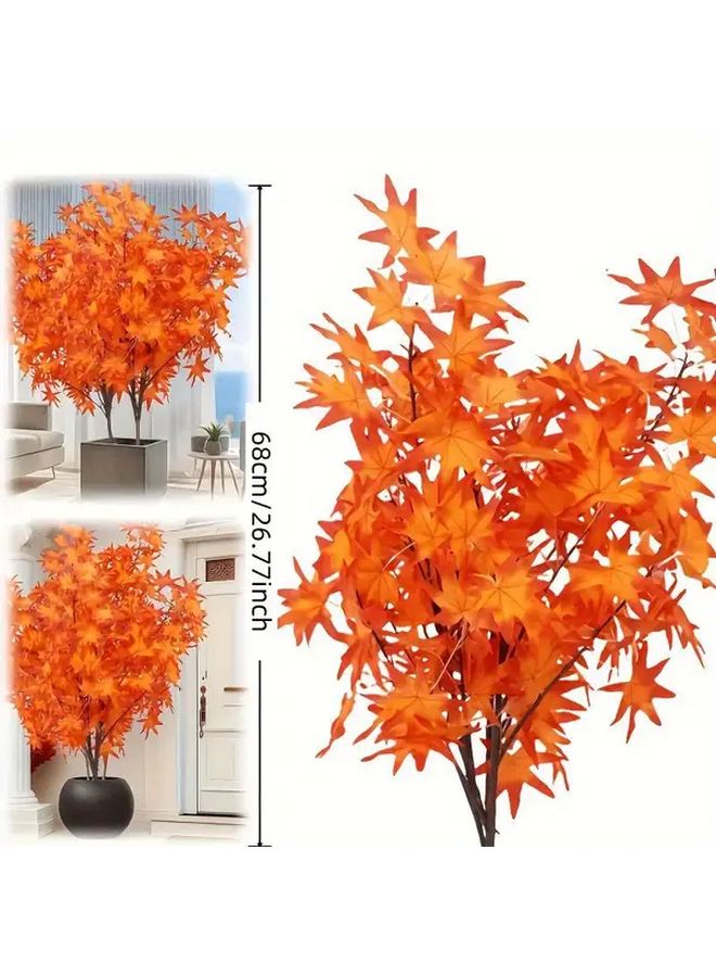 Large Red Maple Artificial Tree Set Weather Resistant Indoor Outdoor Decor - Image 3